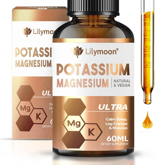 Potassium Magnesium Supplement Drops for Leg Cramps, Muscle Energy, and Overall Health Boost