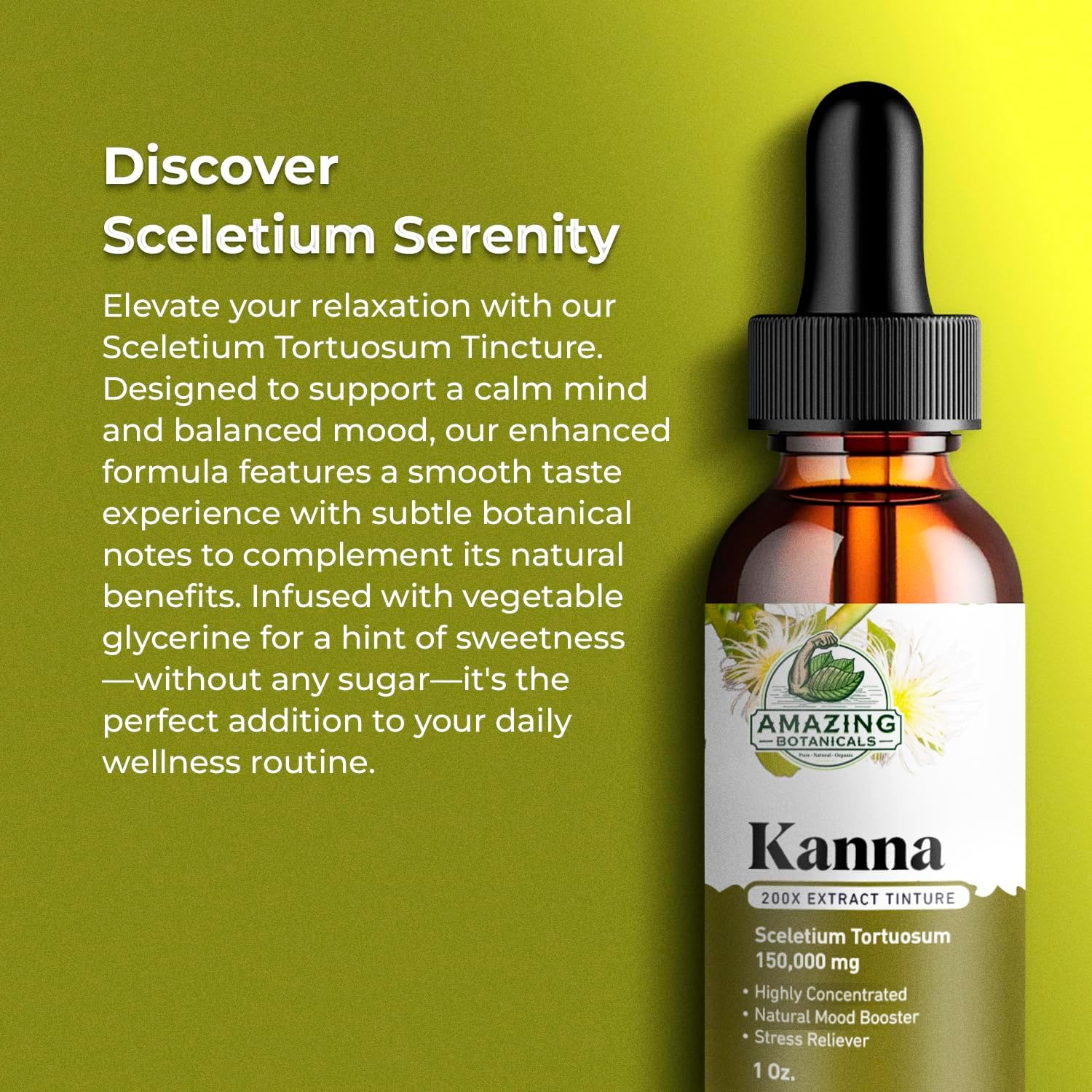 Potent 200x Sceletium Tortuosum Extract Tincture - 150,000mg, 30ml by Amazing Botanicals