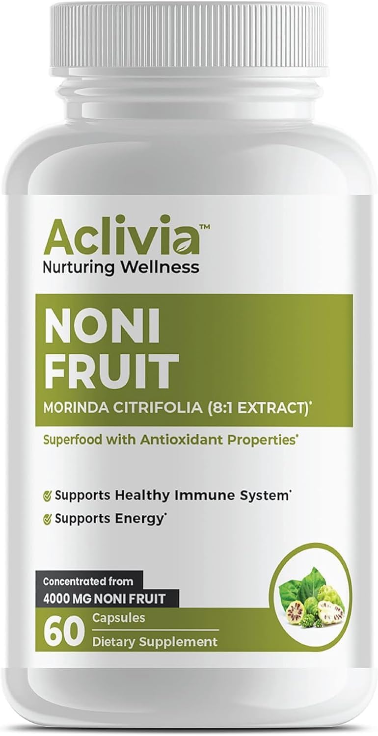 Potent Aclivia Noni Fruit Capsules 4000mg Extract 8:1 Herbal Supplement with Moringa Complex - 5000mg Strength