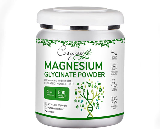Potent Cosynee Magnesium Glycinate Powder for Ultimate Calming Relief - 17.6oz (500g)