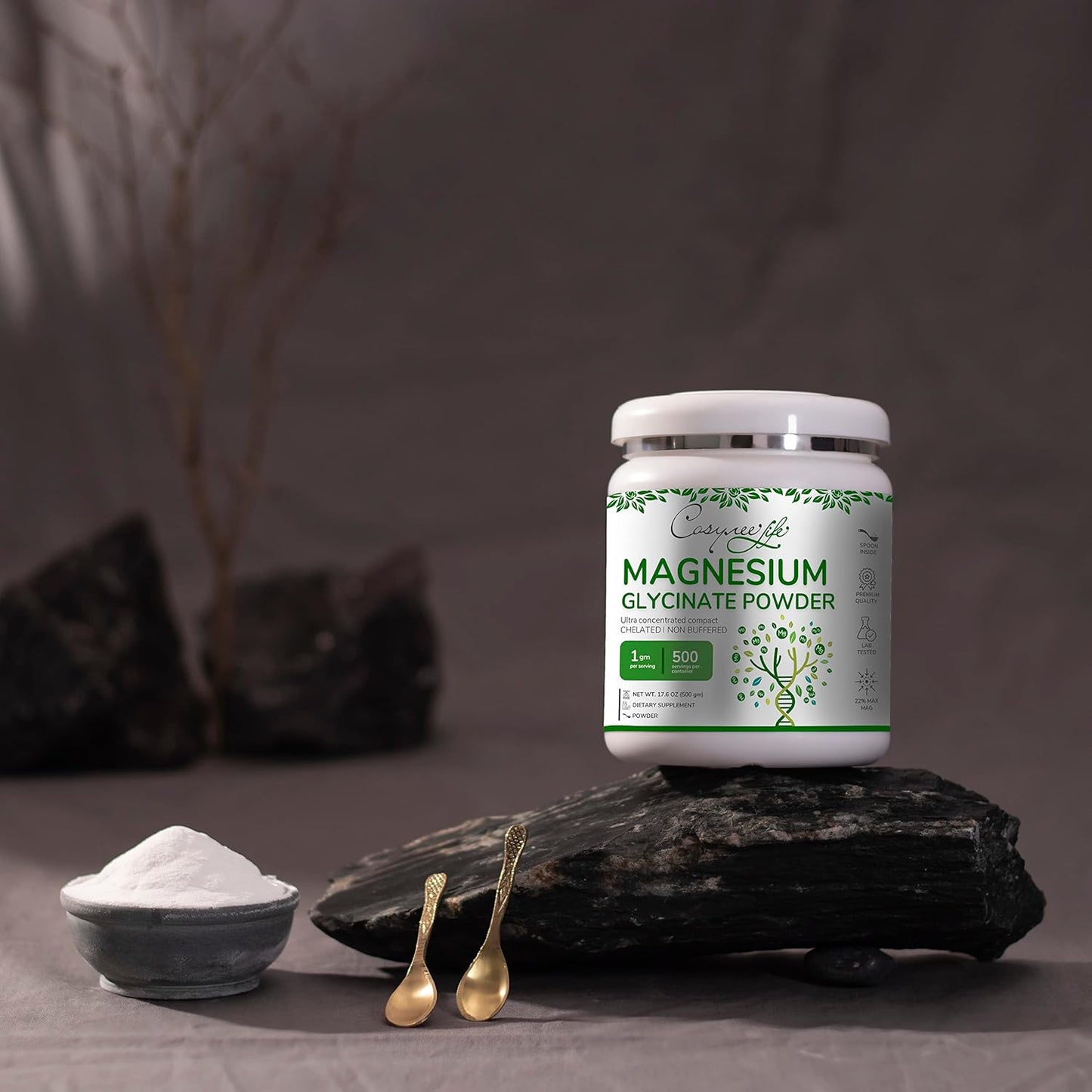 Potent Cosynee Magnesium Glycinate Powder for Ultimate Calming Relief - 17.6oz (500g)