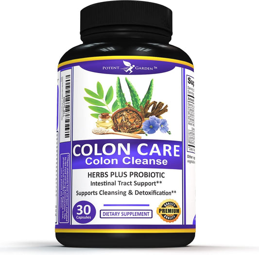 Potent Garden 15-Day Colon Cleanse & Detox for Digestive Health - Fiber, Herbs & Probiotics for Energy Support - 30 Capsules