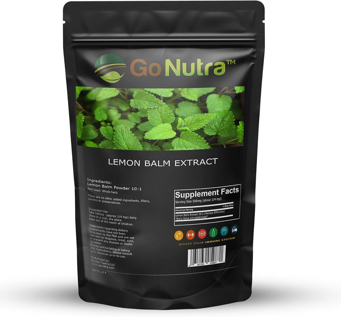 Potent Lemon Balm Extract Powder 10:1 Strength - Melissa Herbal Supplement 8 oz by Go Nutra