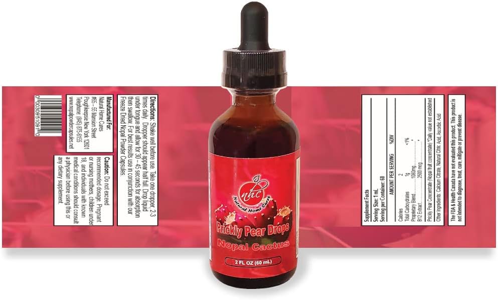 Potent Natural Home Cures Prickly Pear Cactus Extract (Nopal Cactus Supplement) - Bioavailable Tincture with Powerful Betalains - 2oz Bottle