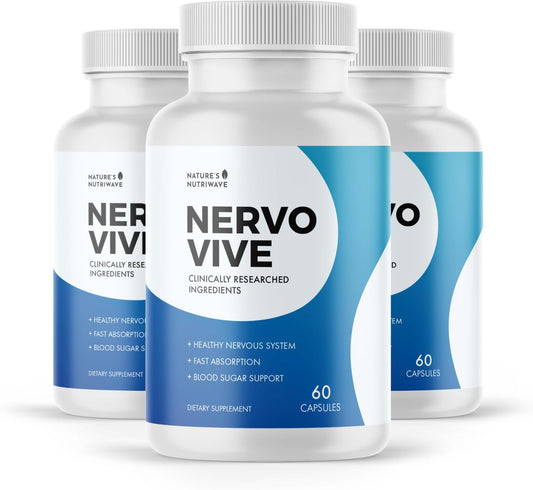 Potent Natural Nervovive Nerve Support Supplement - Advanced Formula for Overall Health - 60 Capsules, 3 Month Supply