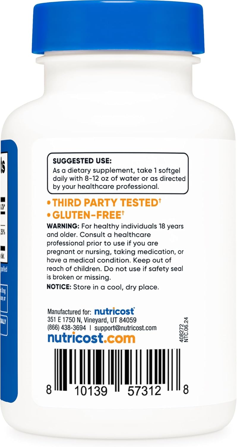 Potent Non-GMO Vitamin D3 10,000 IU Supplement, 240 Softgel Capsules - Gluten Free Formula by Nutricost