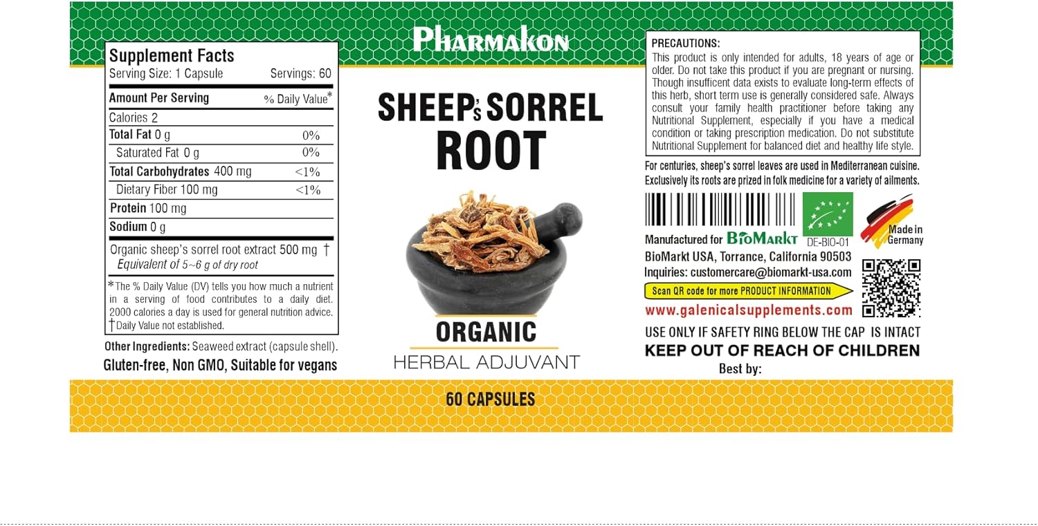 Potent PHARMAKON Sheep Sorrel Root Extract - Pure Root, German-Made