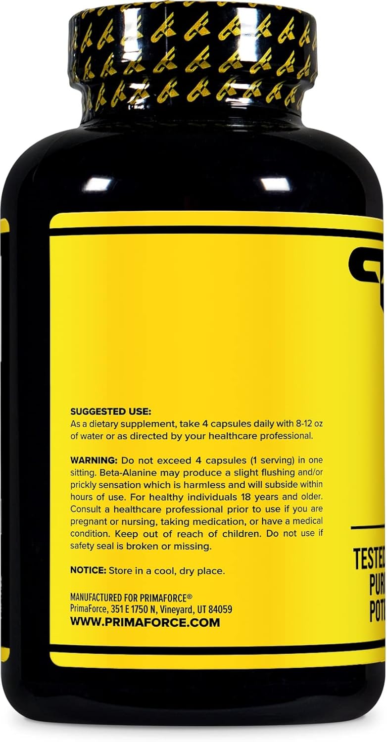 Potent Primaforce Beta Alanine Capsules - 3,400mg, 180 Capsules (45 Servings)