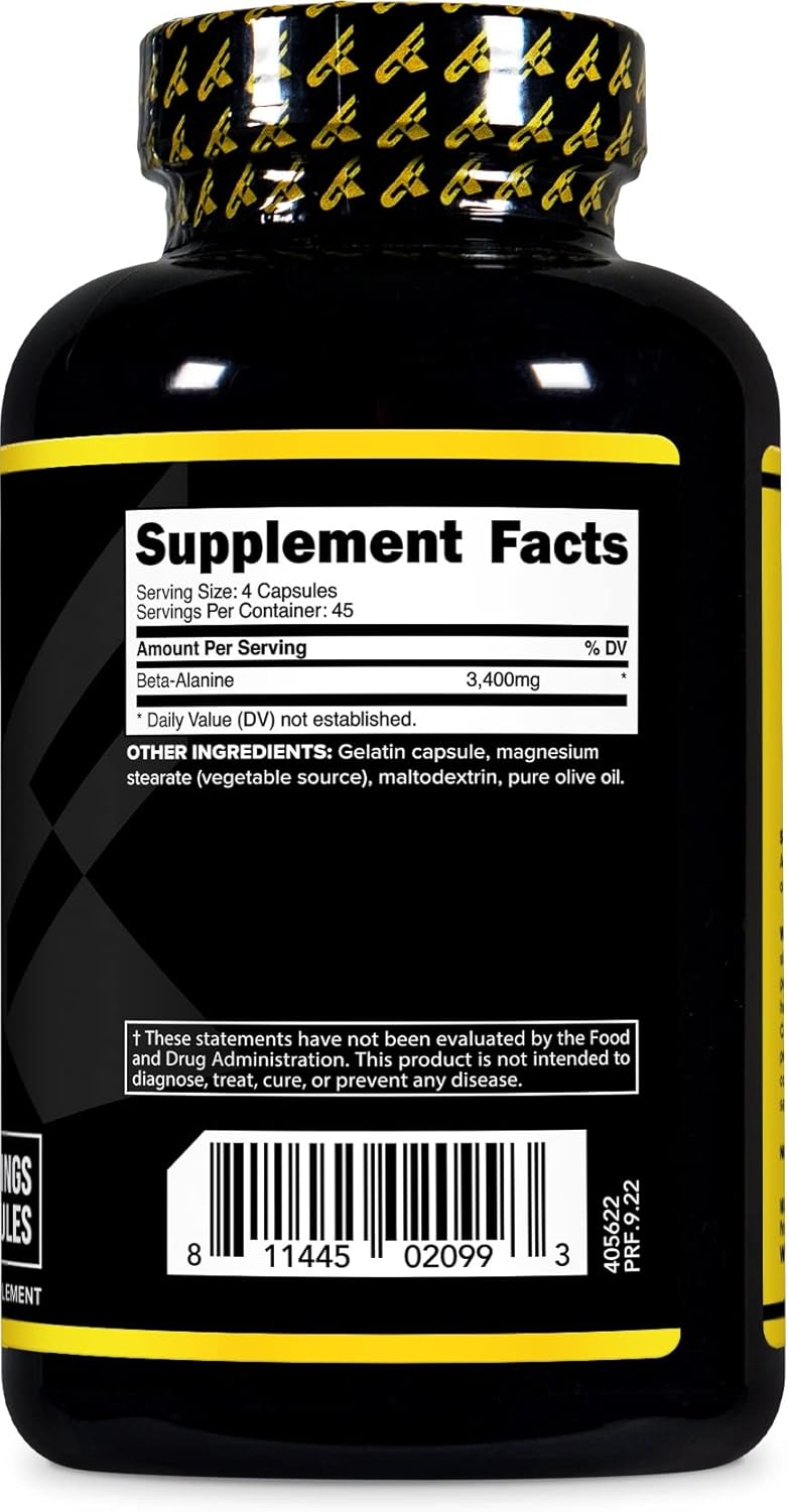Potent Primaforce Beta Alanine Capsules - 3,400mg, 180 Capsules (45 Servings)