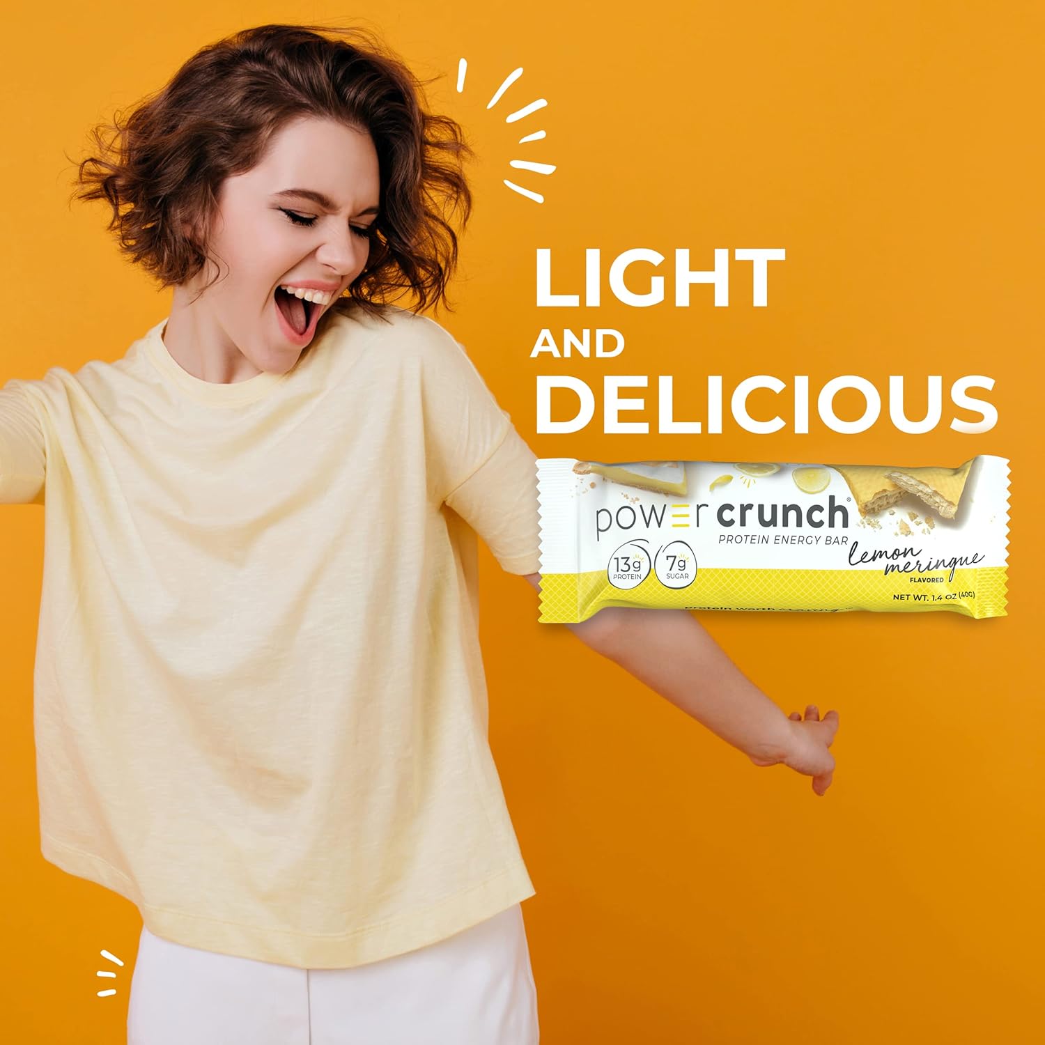 Power Crunch Lemon Meringue Protein Wafer Bars - 12 Bars, 1.4oz Each