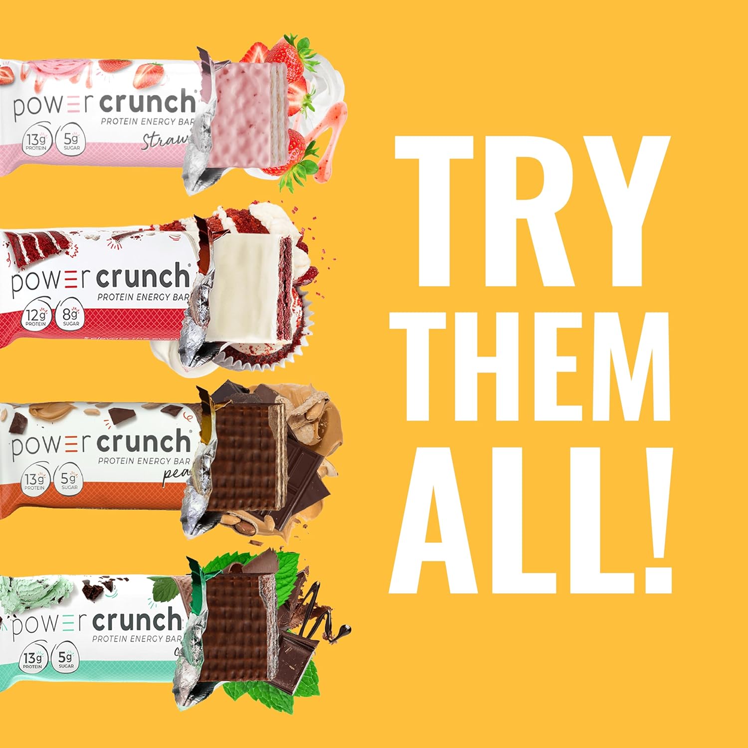 Power Crunch Lemon Meringue Protein Wafer Bars - 12 Bars, 1.4oz Each