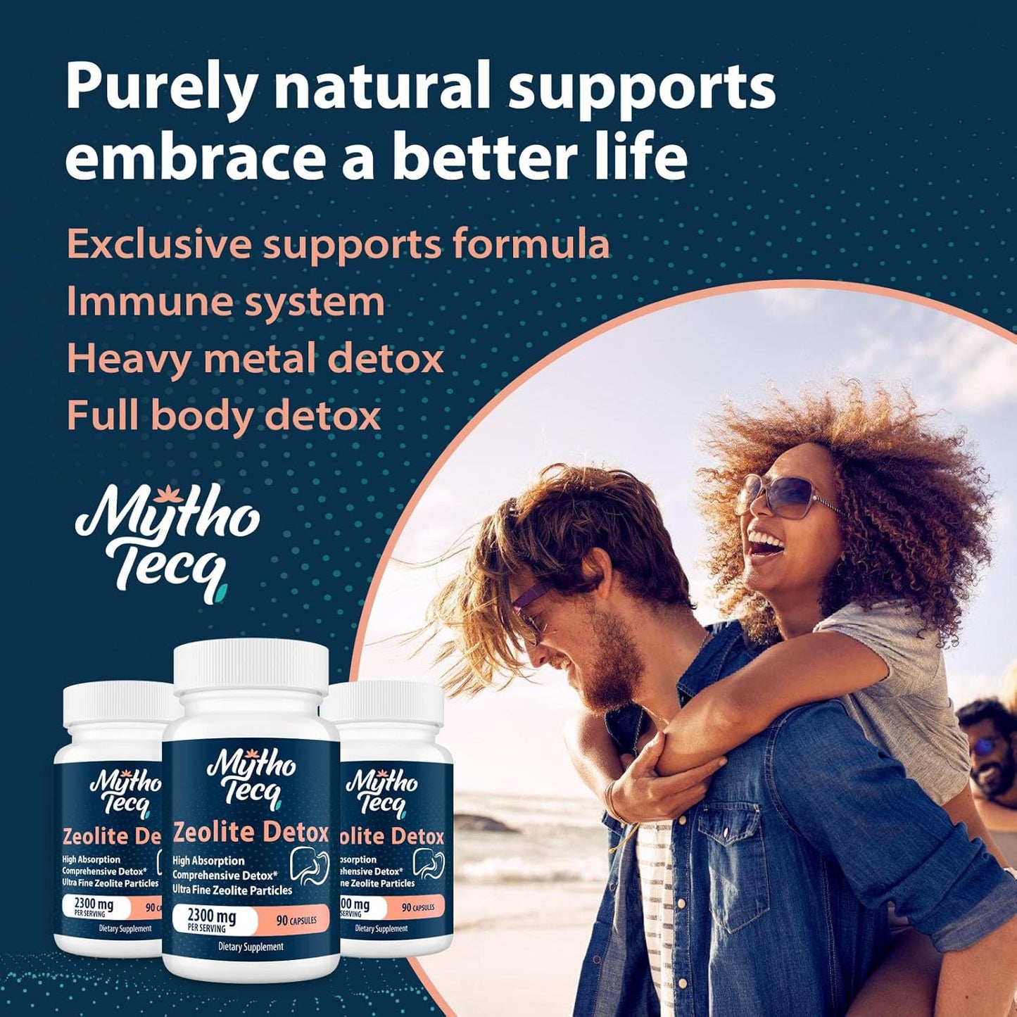 Powerful 2300mg Zeolite Detox Capsules with Activated Charcoal & Bentonite Clay - Full Body, Liver & Gut Cleanse, Heavy Metal Detox - 180 Capsules