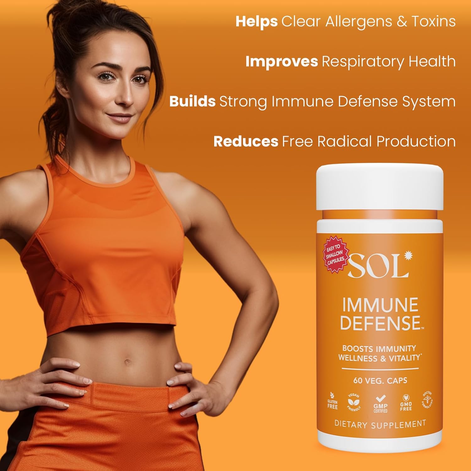 Powerful Immune System Booster Capsules: Enhanced with Astragalus, Goto Kola, Andrographis - 60 Count - SOL Nutrition