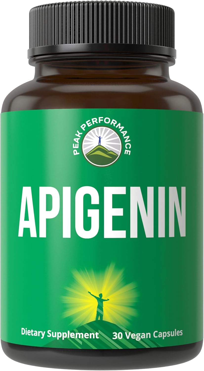 Powerful Vegan Apigenin Capsules for Peak Performance, Relaxation, and Prostate Support - Non GMO, 50mg - Made in USA