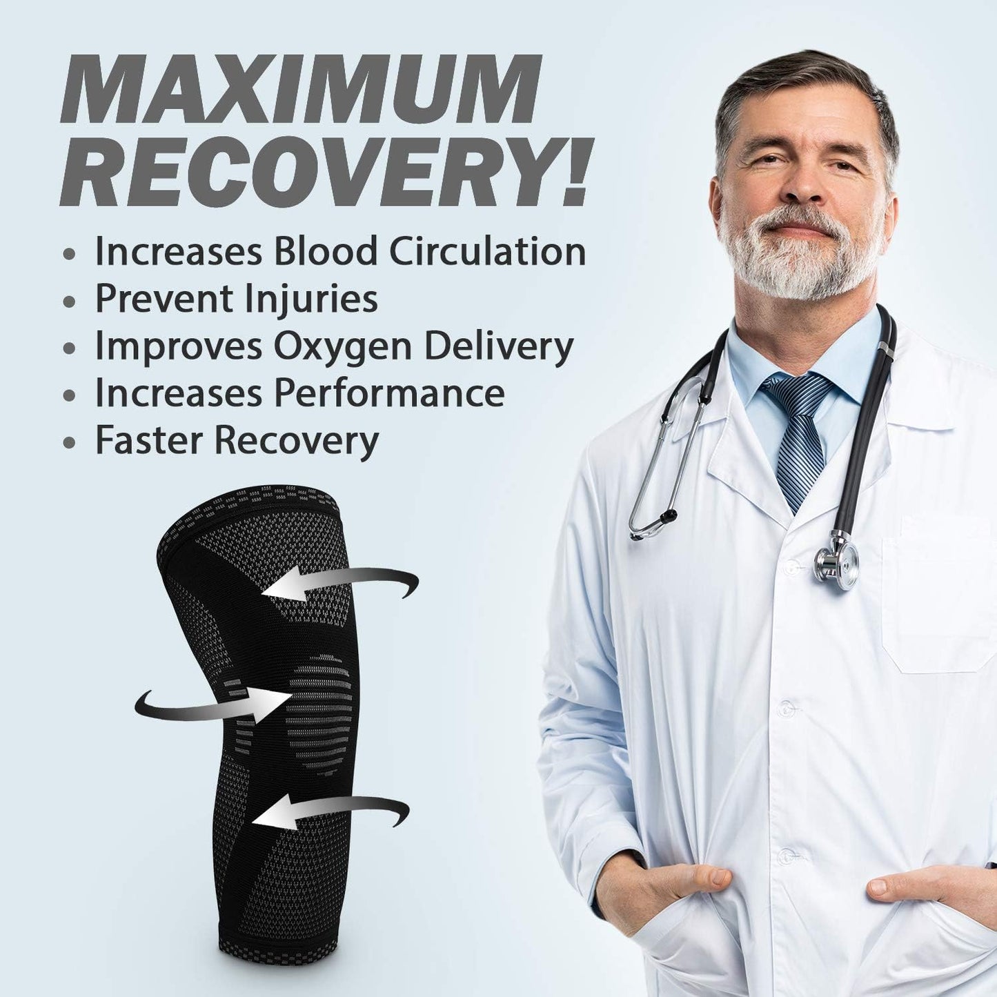 POWERLIX Knee Brace - Ultimate Support for Leg Pain in Running, Basketball, Volleyball, Weightlifting & More - Unisex Sizing Guide Included