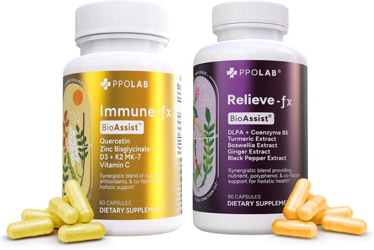PPO Lab BioAssist® Relieve-Fx + Immune-fx Supplement for Joint Relief, Detox, and Immune Support - Clean Certified® & Non-GMO