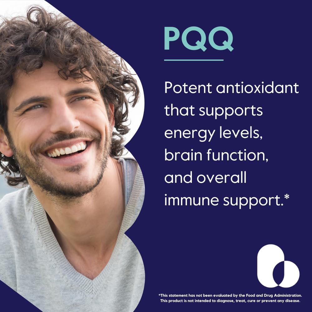 PQQ 20mg Supplement 240 Vegetarian Capsules (2-Pack) - Vegan, Non-GMO, Gluten Free - No Stearates