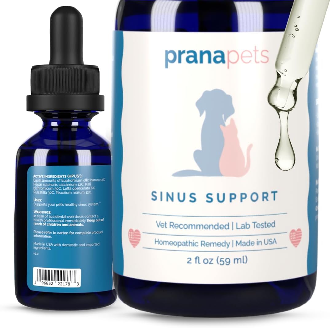 PranaPets Natural Sinus Relief Liquid Supplement for Cats and Dogs | Supports Pet Sinus Health with Natural Ingredients