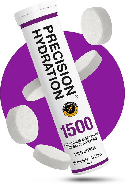 Precision Hydration Lite Electrolyte Drink Tablets - Multi Strength Effervescent Hydration - Combat Cramps - Low Calorie, Gluten Free, Vegan - NSF Certified - Purple Tube, 1 Tube