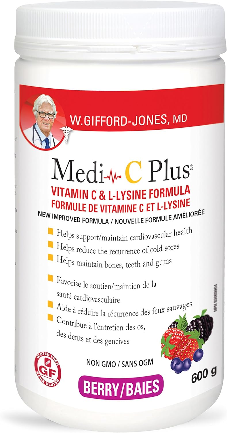 Preferred Nutrition Medi-C Plus Vitamin C & L-lysine Formula Berry Flavour 600g by Dr. Gifford-jones