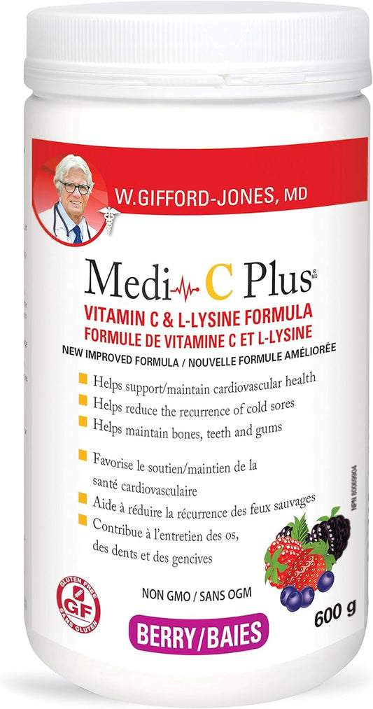 Preferred Nutrition Medi-C Plus Vitamin C & L-lysine Formula Berry Flavour 600g by Dr. Gifford-jones