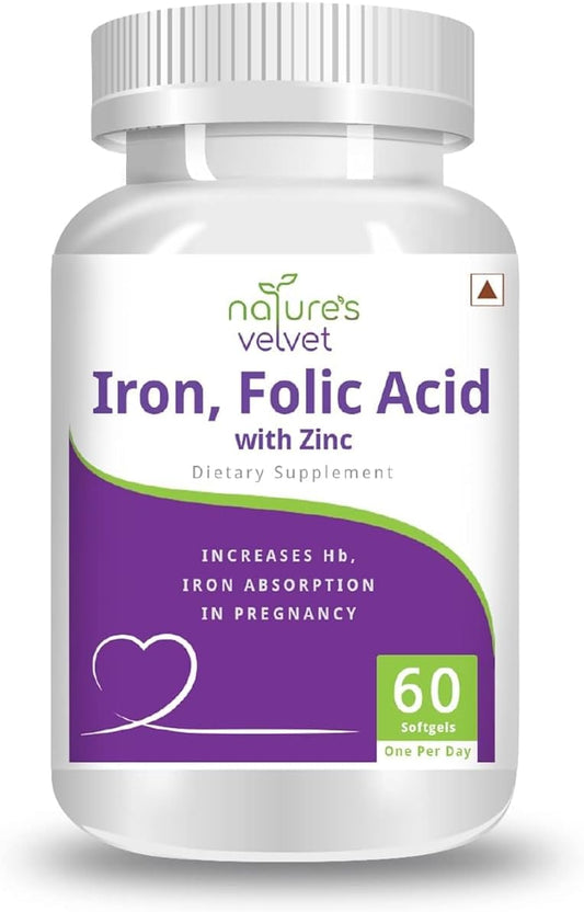 Pregnancy Supplement: Iron, Folic Acid, and Zinc Softgels - 60 count
