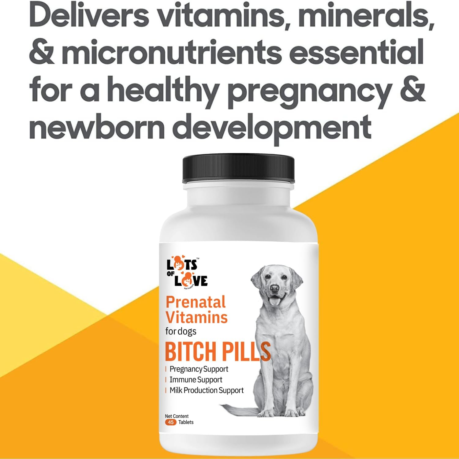 Pregnant Dog Prenatal Vitamins - 45 Tablets by Lots of Love Pet Products