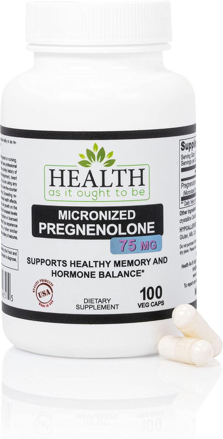 Pregnenolone 75mg Supplement - Micronized for Optimal Absorption | 100 Capsules, Tested for Purity