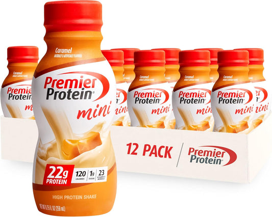Premier Protein Shake MINIs, Caramel Flavor, 22g Protein, 120 Calories, Low Sugar, 8.75fl oz, 12 Pack