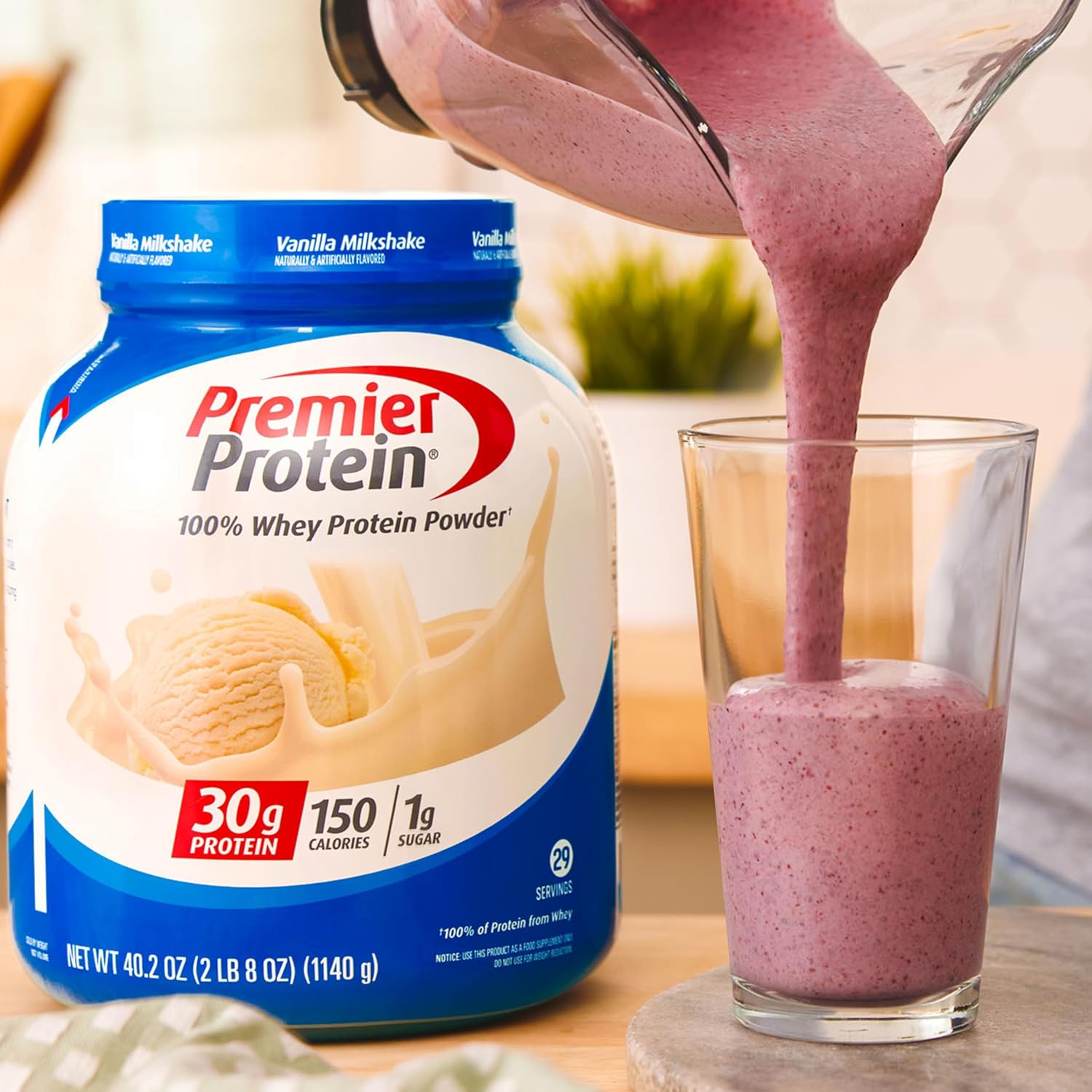 Premier Protein Vanilla Milkshake Powder with 30g Protein, No Soy, Gluten-Free - 29 Servings, 40.2oz
