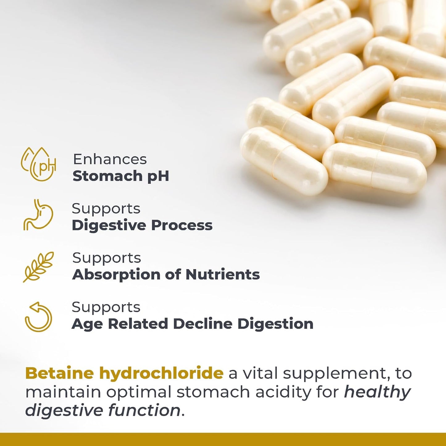 Premier Research Labs Betaine HCL Supplement - 90 Vegetarian Capsules for Optimal Digestive Function and Nutrient Absorption