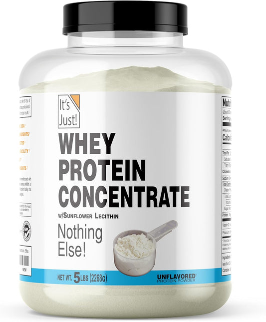 Premium 100% Whey Protein Concentrate, 5 Pound, Made in USA, Unflavored - No Added Flavors or Artificial Sweeteners