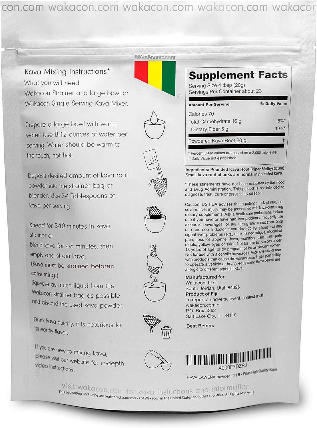 Premium 16 Oz Wakacon Kava Lawena Powder - Authentic Noble Crown Root from Fiji - Responsibly Sourced