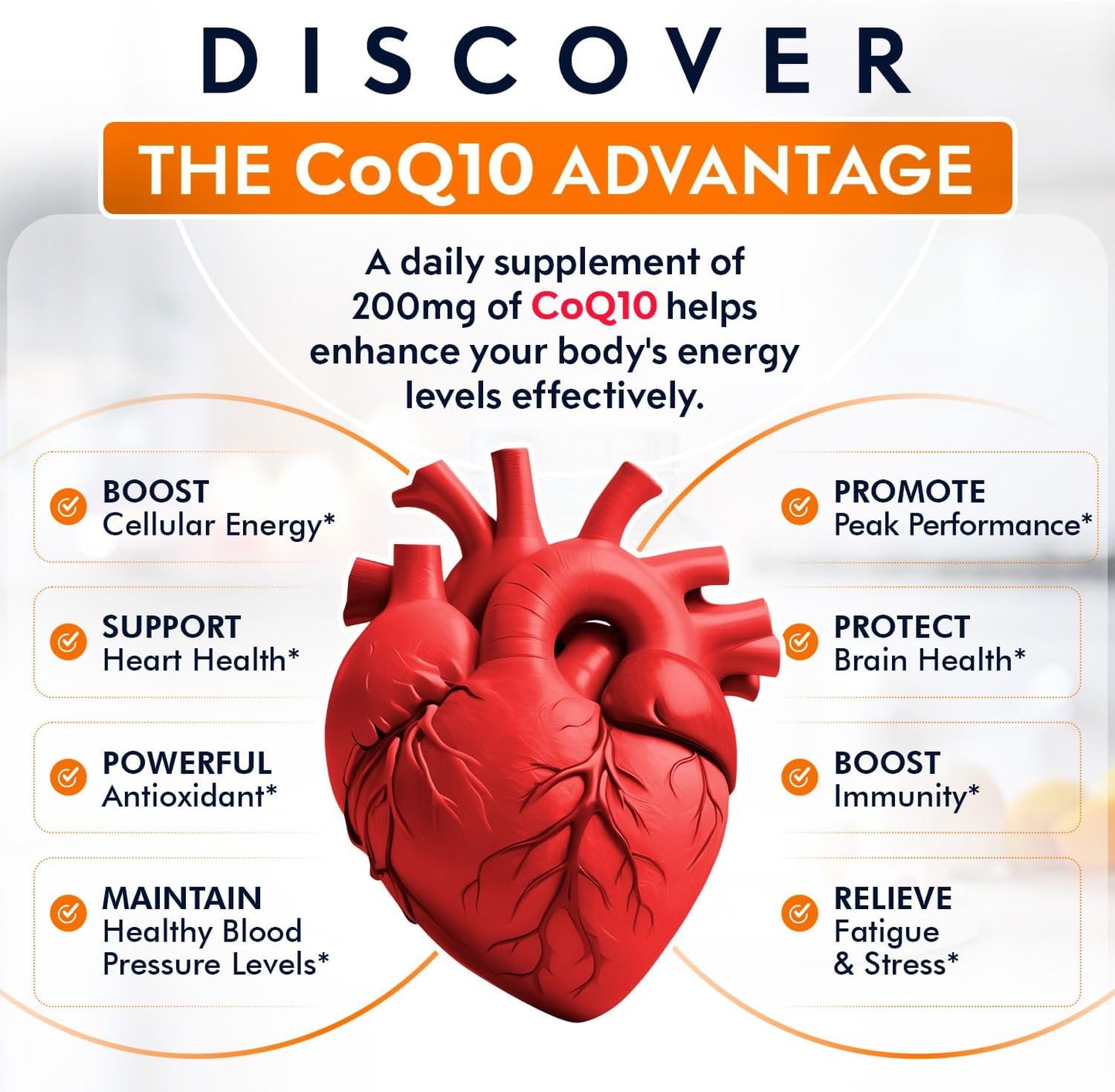Premium 200mg CoQ10 Softgels for Heart Health & Energy Production - Antioxidant Formula for Healthy Aging - Non-GMO - 100 Count