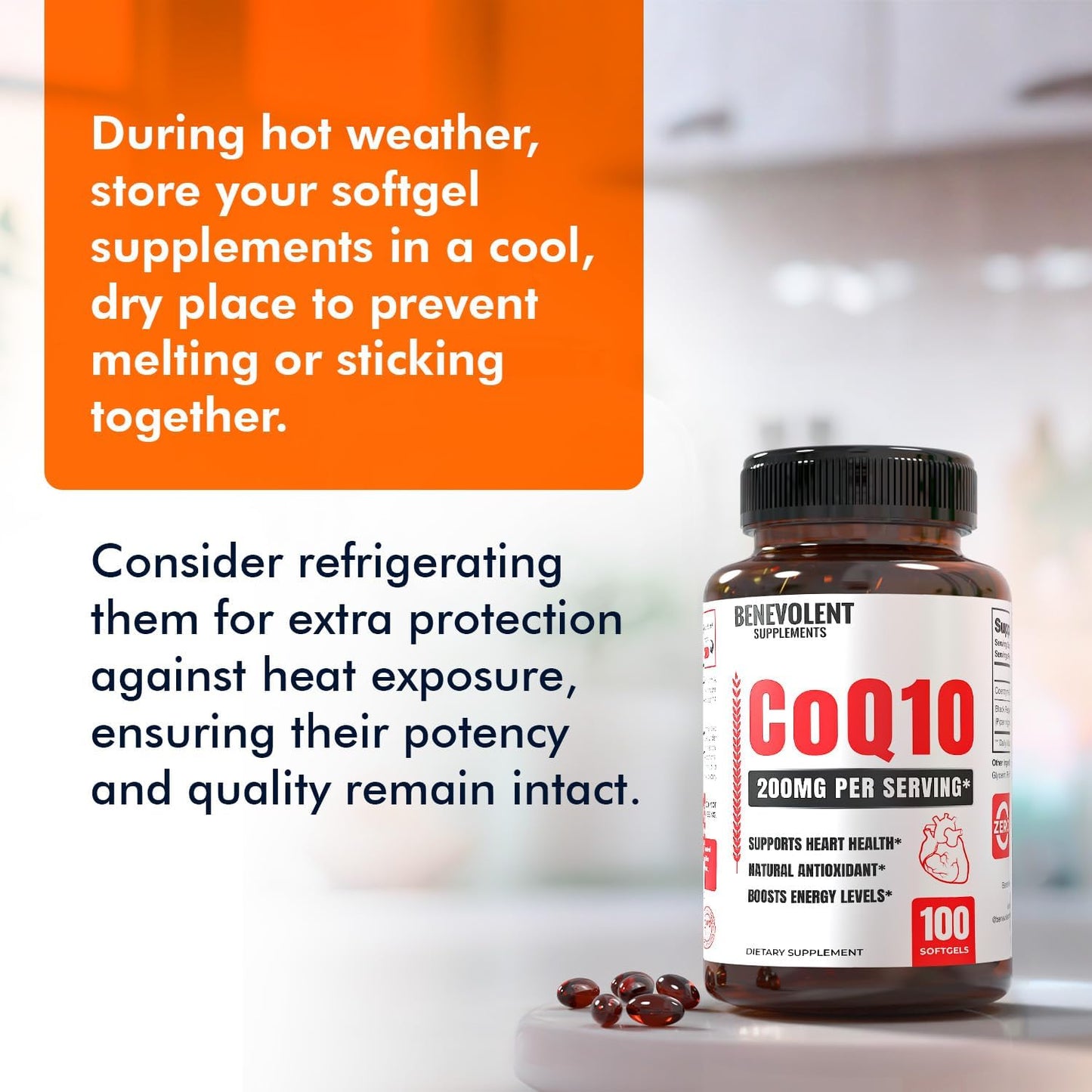 Premium 200mg CoQ10 Softgels for Heart Health & Energy Production - Antioxidant Formula for Healthy Aging - Non-GMO - 100 Count