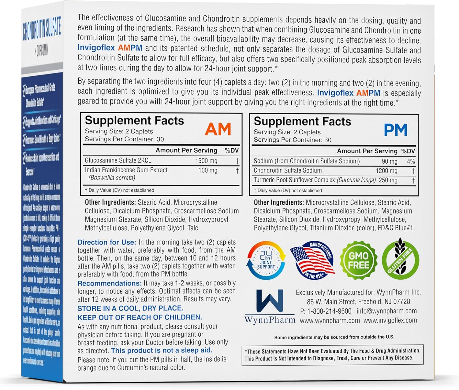 Premium 24-Hour Joint Supplement with Glucosamine, Chondroitin, Turmeric, and Boswellia Serrata for Knees, Hands, Back, and Hips - Non-GMO Formula