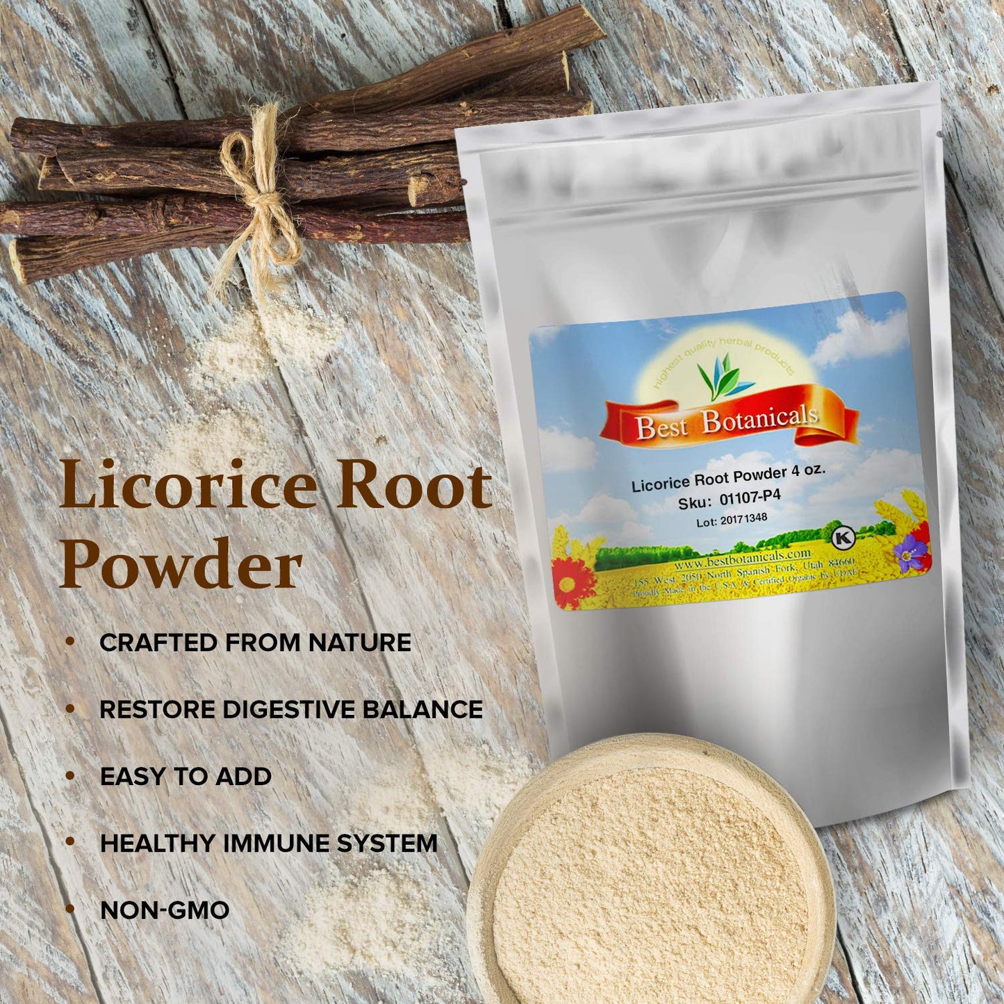 Premium 4 oz Licorice Root Powder by Best Botanicals - Natural Herbal Supplement