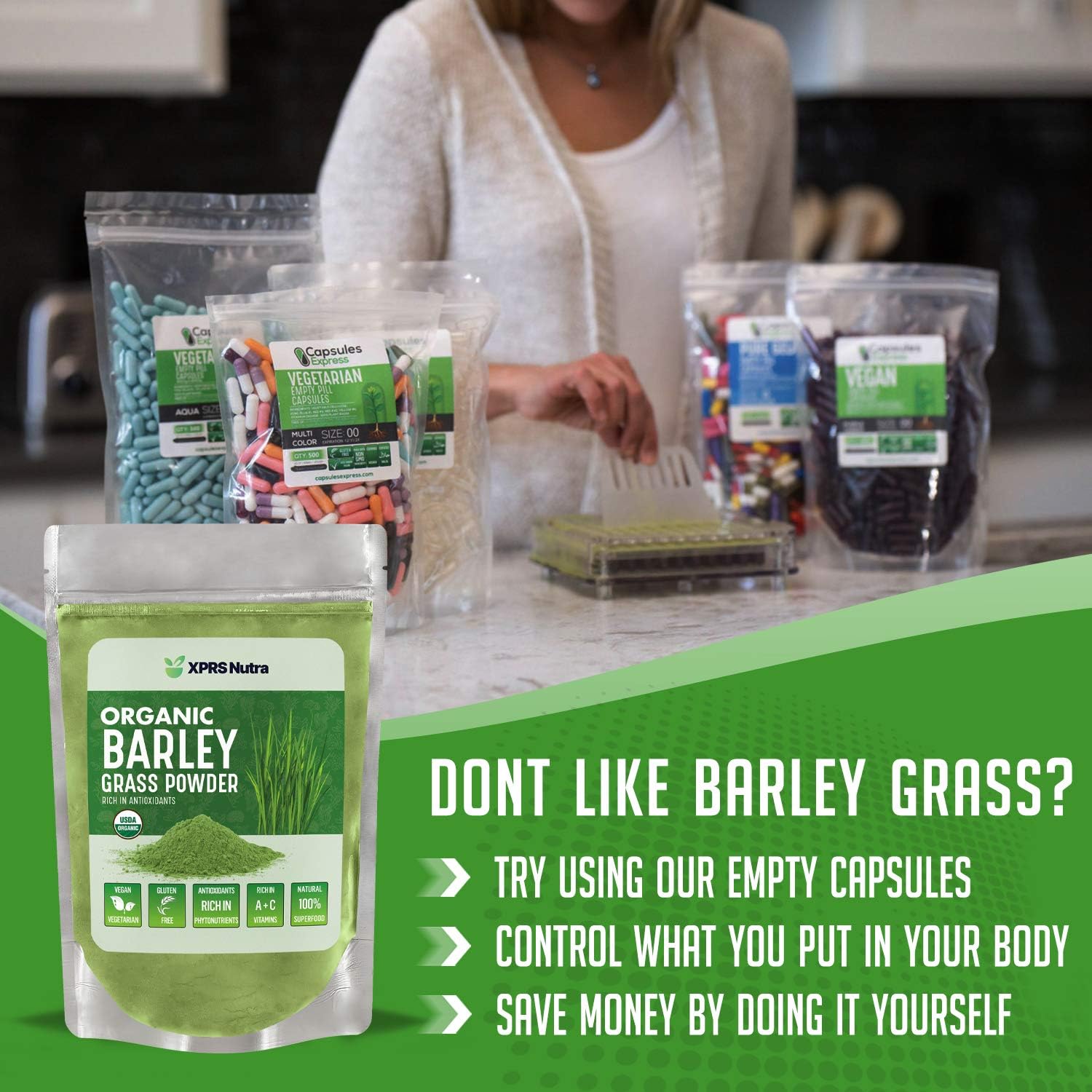 Premium 4oz Organic Barley Grass Powder - Rich in Antioxidants, Amino Acids, and Protein - Superfood for Immunity - XPRS Nutra