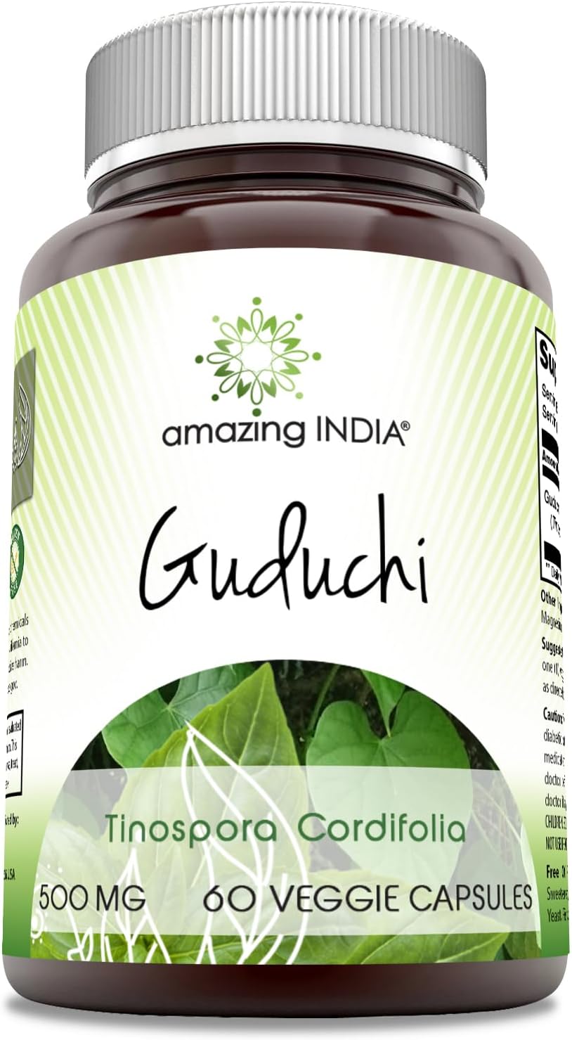 Premium 500mg Guduchi Supplement - 60 Vegetarian Capsules - Non-GMO - Gluten-Free - Made in USA - Buy Now