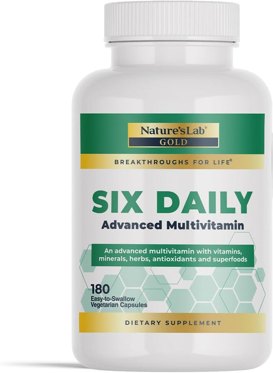 Premium 6-in-1 Multivitamin with 90+ Nutrients, Minerals, Antioxidants, Herbs - 180 Capsules