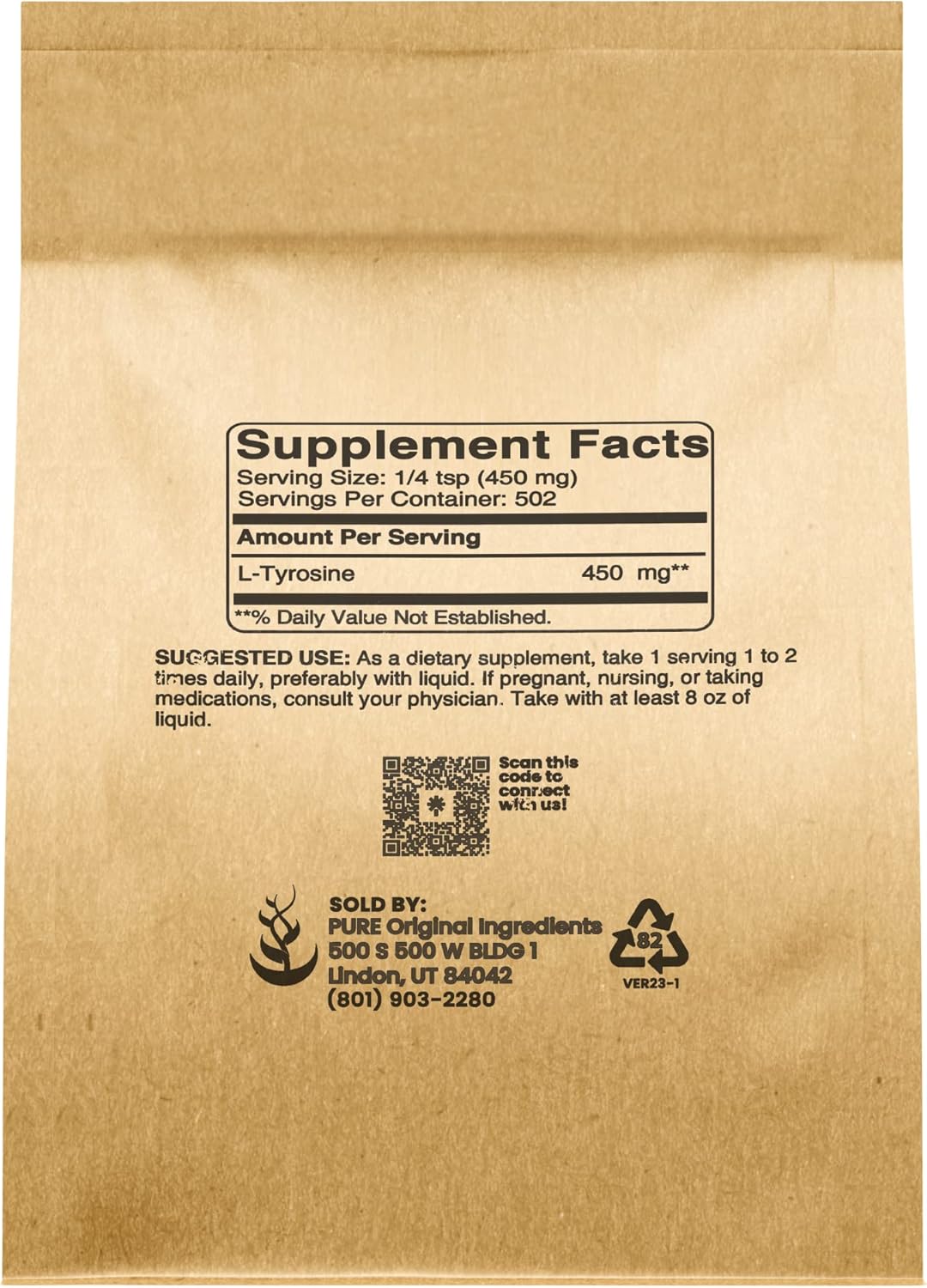 Premium 8oz L-Tyrosine Powder Supplement with Pure Non-Essential Amino Acids