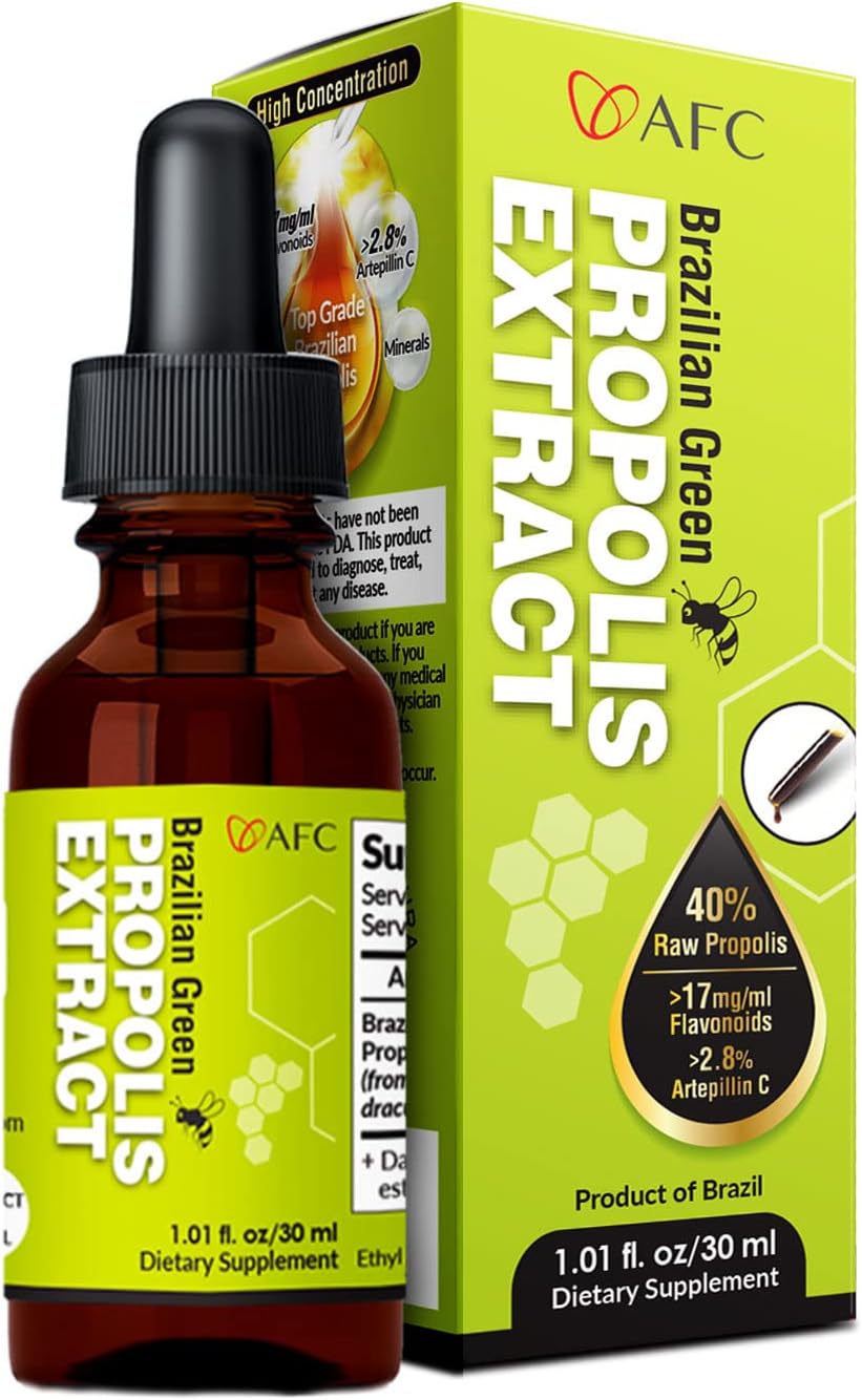 Premium AFC Japan Brazilian Green Propolis Extract with High Artepilin C and Flavonoids for Immune Boosting Tincture