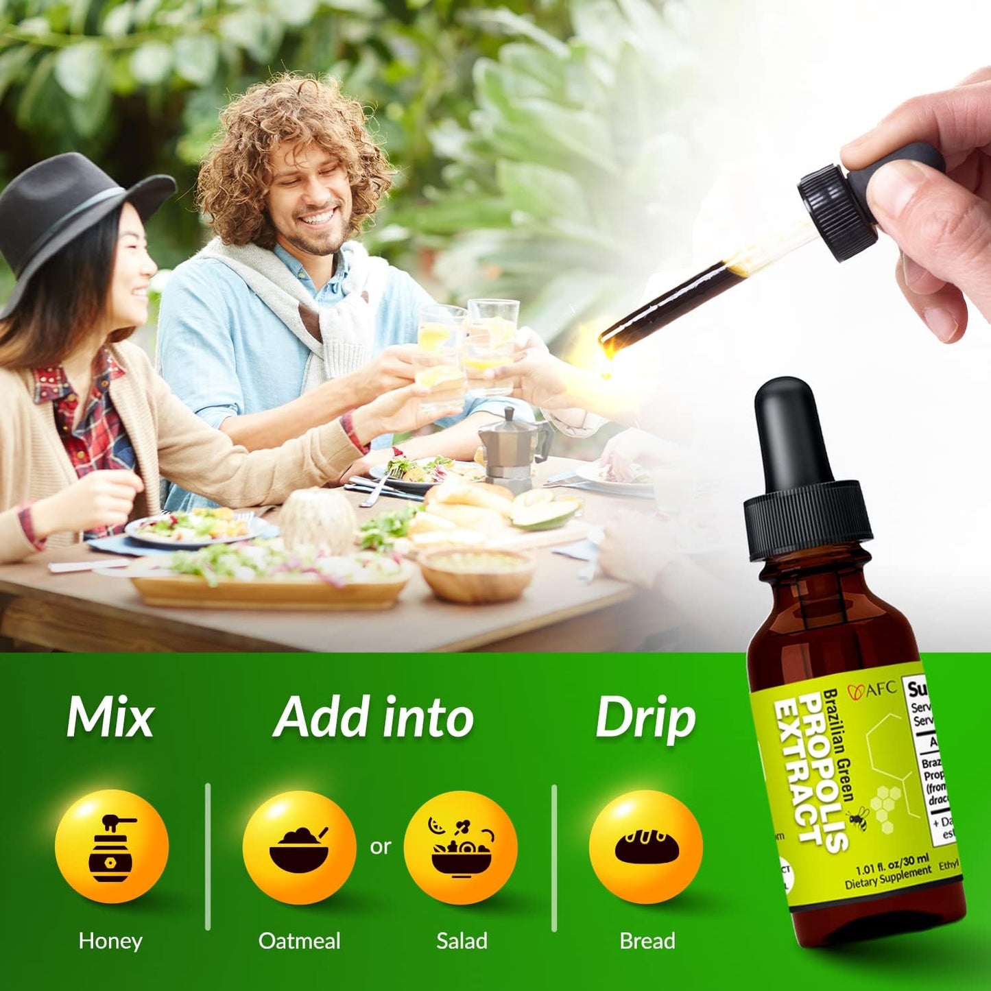 Premium AFC Japan Brazilian Green Propolis Extract with High Artepilin C and Flavonoids for Immune Boosting Tincture