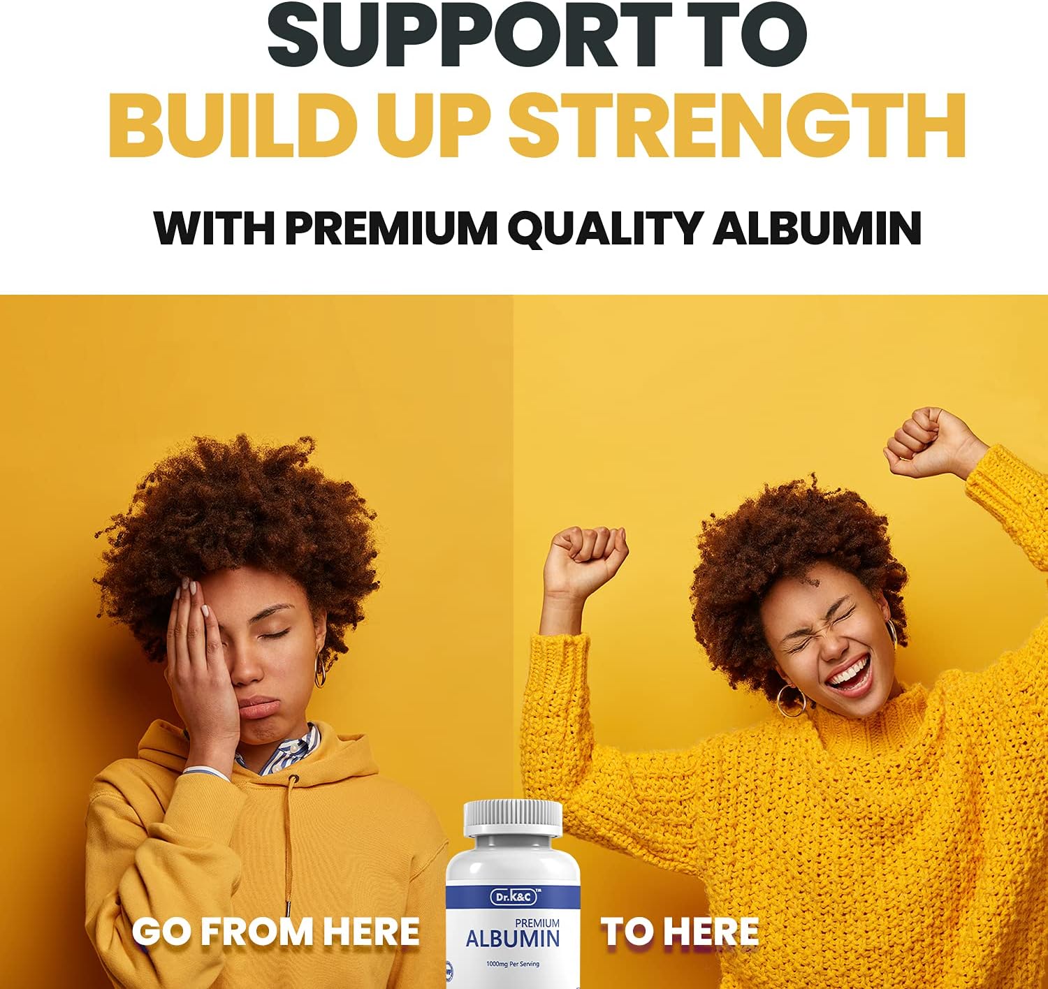 Premium Albumin Protein Supplement 1000mg - 360 Tablets for Healthy Kidney & Liver - Supports General Wellness and Energy - 3 Pack