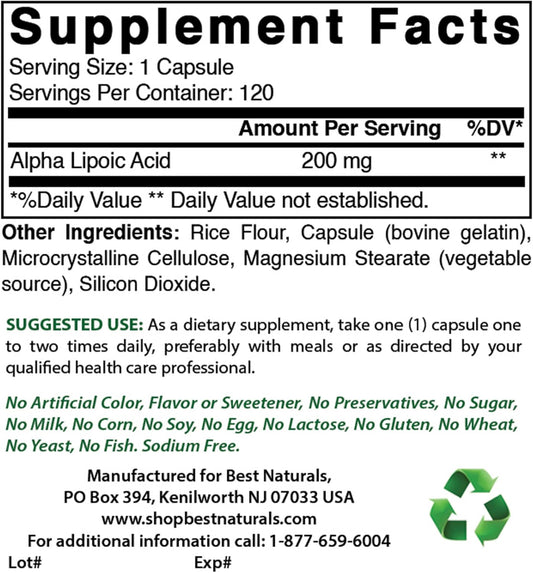 Premium Alpha Lipoic Acid 200mg and Acetyl L-Carnitine 500mg Supplement for Optimal Health and Wellness