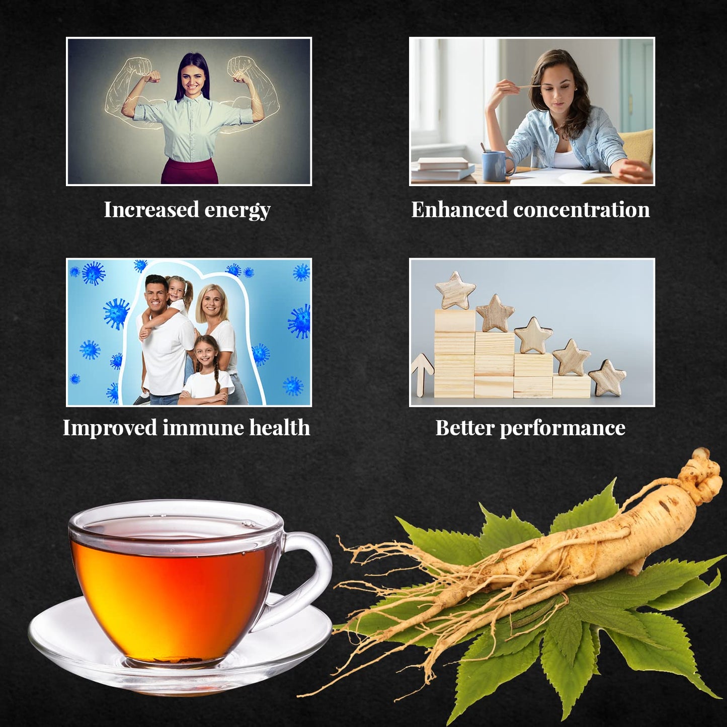 Premium American Ginseng Tea Bags - Baumann Wisconsin Panax Ginseng Herbal Tea (20 Bags) - Antioxidant Green Tea for Energy & Focus - USA Grown - Authentic Panax Ginseng