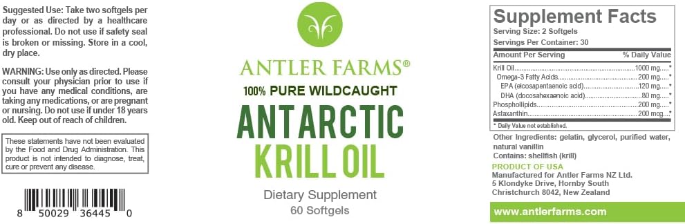 Premium Antarctic Krill Oil Softgels - Pure Omega-3 EPA + DHA Supplement from Pristine Waters - Astaxanthin for Rapid Absorption - 60 Count