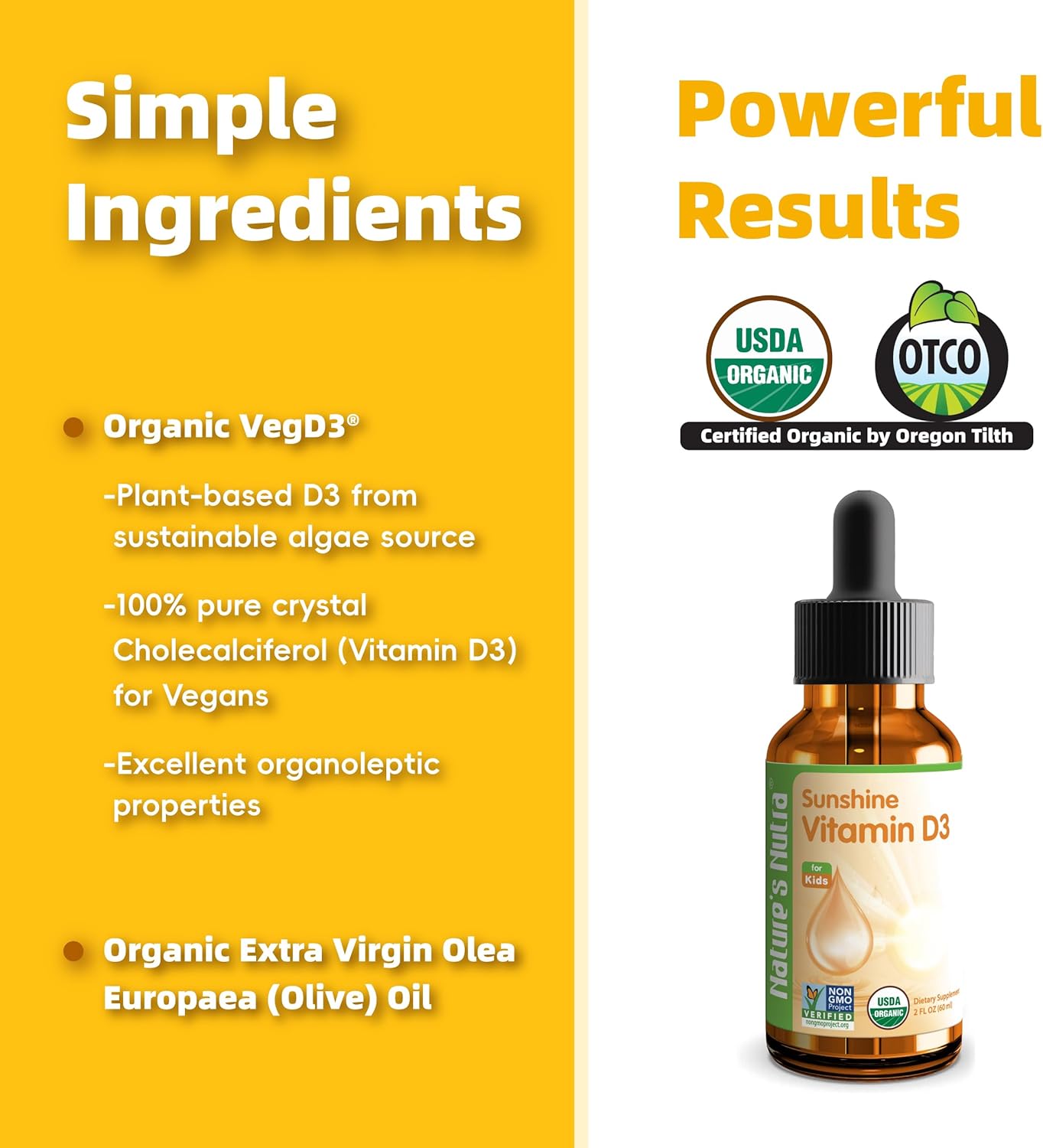 Premium Baby Liquid Vitamin D3 Drops - 400IU, 2 Fl. Oz - Non-GMO Multivitamin for Toddlers & Children