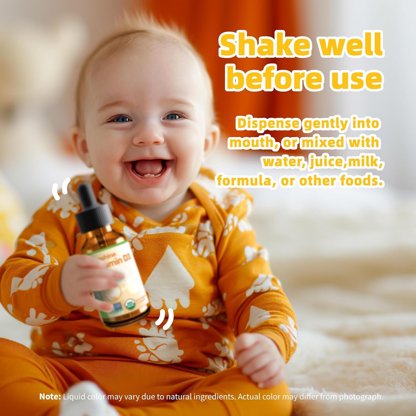 Premium Baby Liquid Vitamin D3 Drops - 400IU, 2 Fl. Oz - Non-GMO Multivitamin for Toddlers & Children