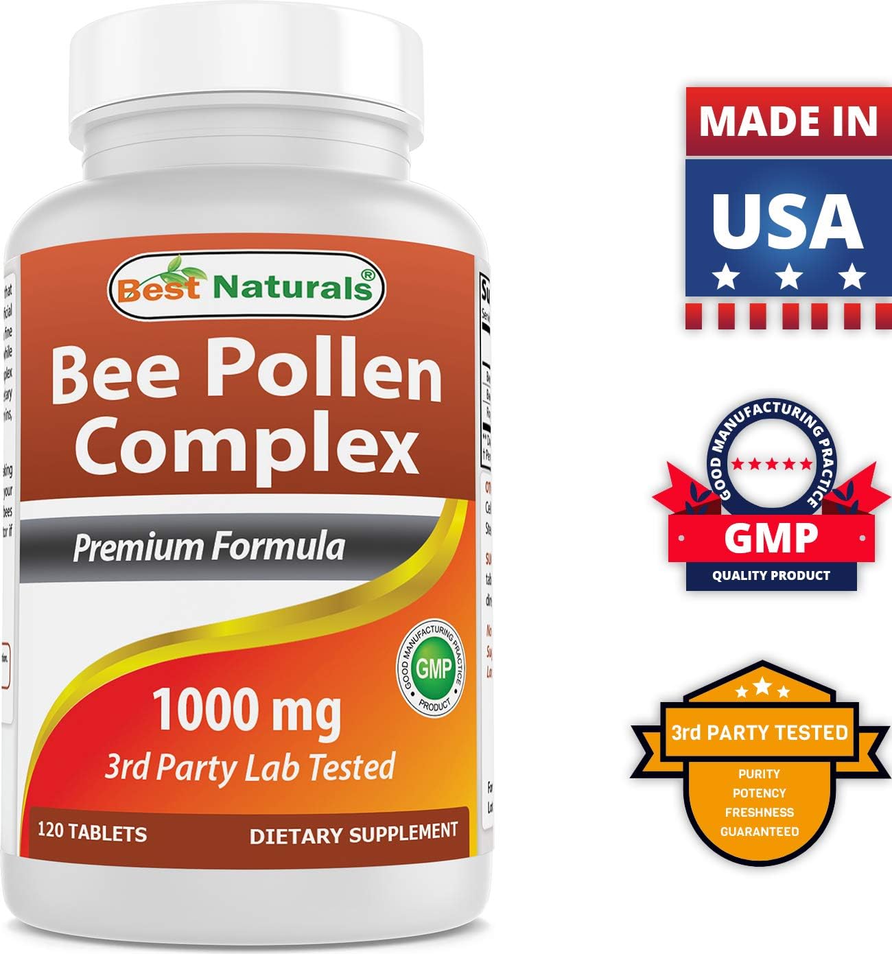 Premium Bee Pollen Complex with 1000mg & Zinc Gluconate 50mg - Natural Immune Support Supplement